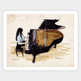 Girl At Piano Sticker